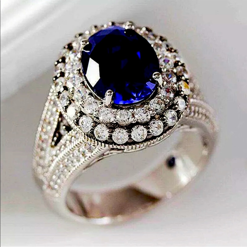 ❤️Beautiful 925 stamped silver blue sapphire rings ❤️